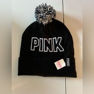 PINK Victoria’s Secret black and white beanie hat